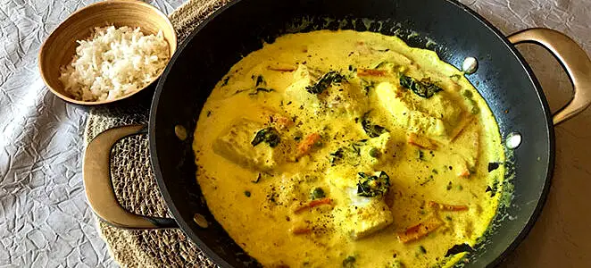 Curry de cabillaud au lait de coco