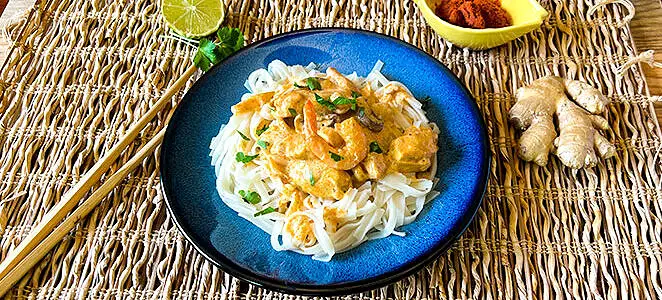 Poulet thaï et ses tagliatelles de riz