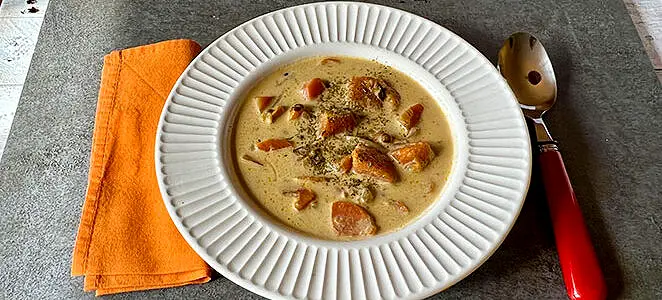 Soupe de lentilles à l’indienne au poulet