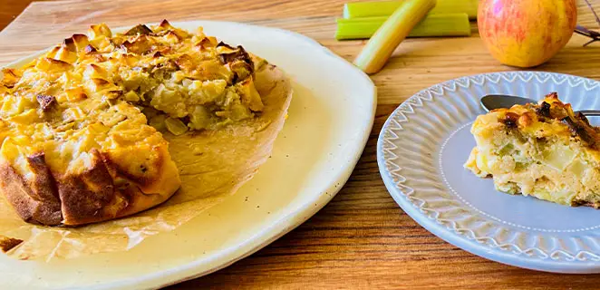 Gâteau léger pommes rhubarbe