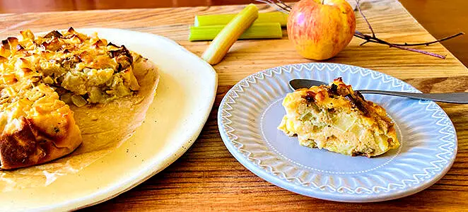 Gâteau léger pommes rhubarbe