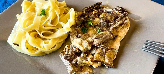 Escalopes de veau aux cèpes et ses tagliatelles