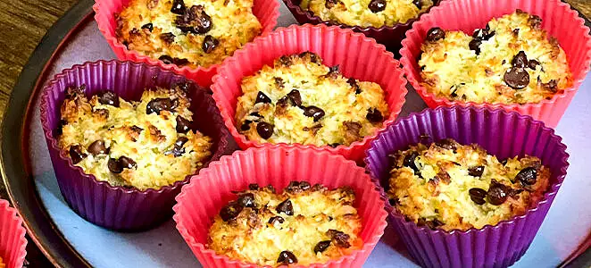 Bouchées gourmandes à la noix de coco et pépites de chocolat